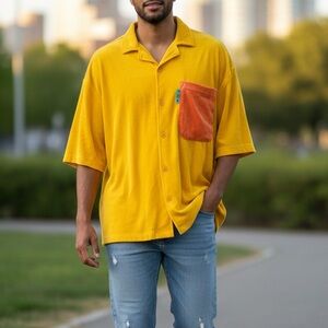 Men's‎ Yellow and Orange Casual Shirt